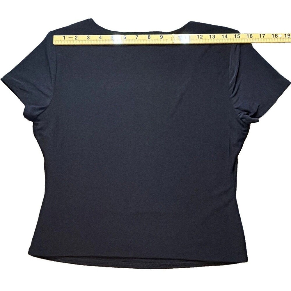 VIBE Sportswear Blouse Women XL Black Square Neck Short Sleeve Fitted Top Y2K